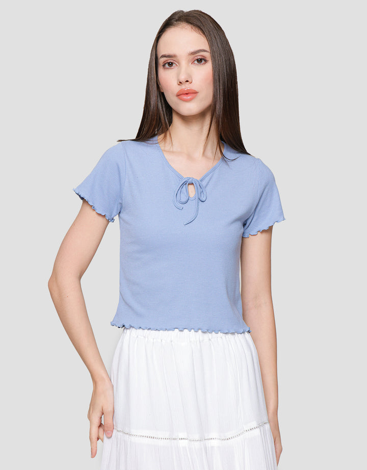 Nevada Rib Pita Kaos Lengan Pendek Wanita