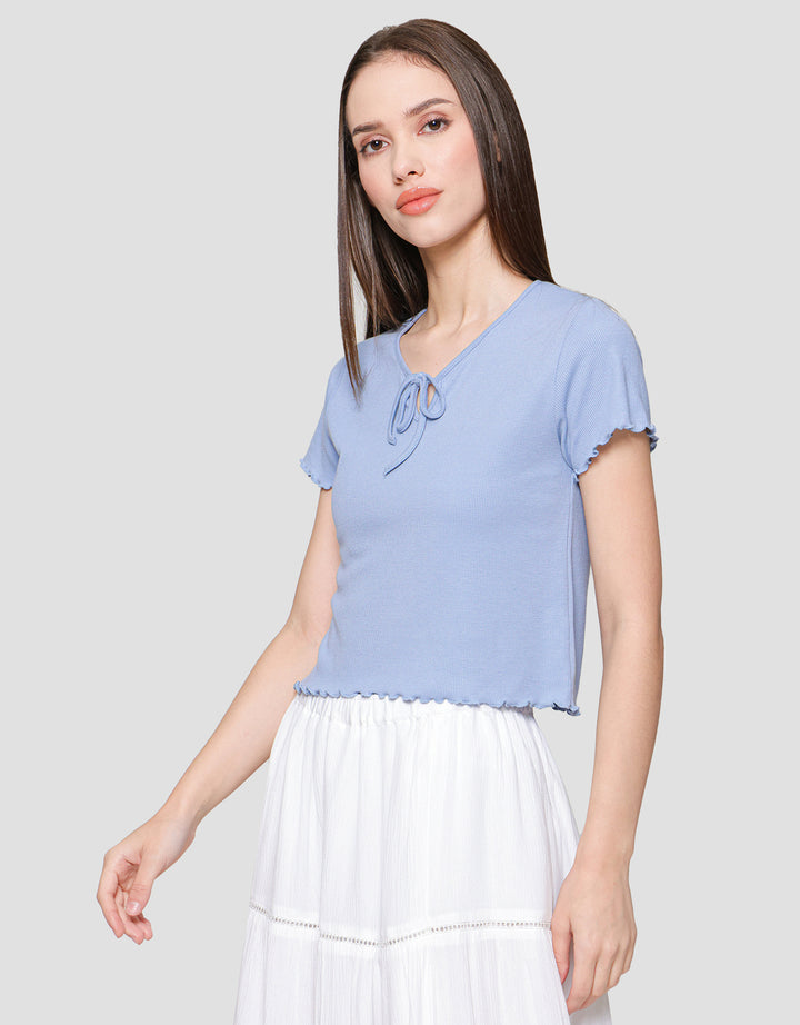 Nevada Rib Pita Kaos Lengan Pendek Wanita