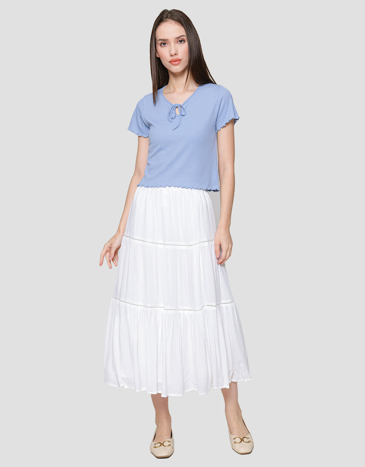 Nevada Rib Pita Kaos Lengan Pendek Wanita