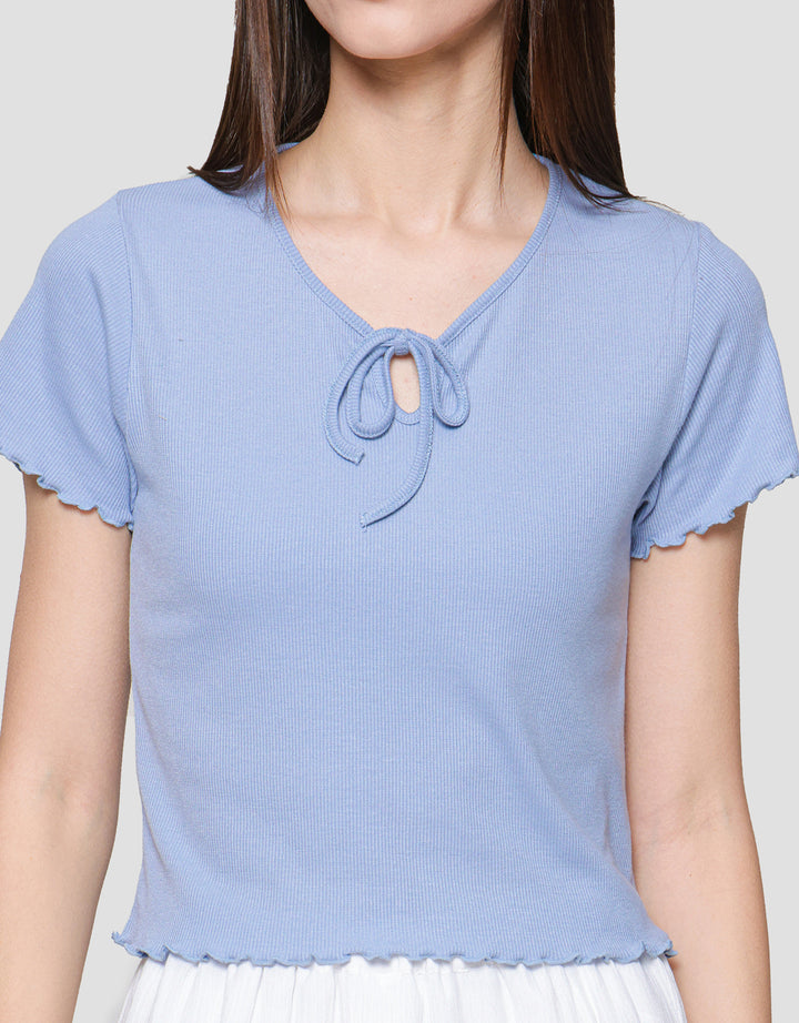 Nevada Rib Pita Kaos Lengan Pendek Wanita