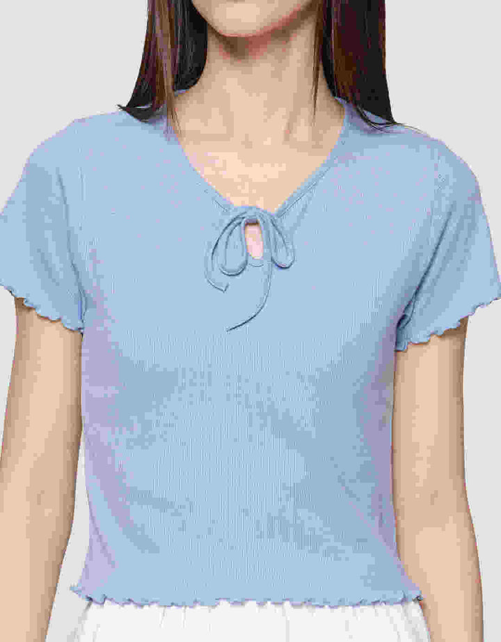 Nevada Rib Pita Kaos Lengan Pendek Wanita