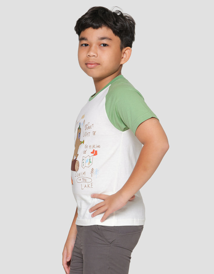 Little M Raglan Bear Explorer Kaos Lengan Pendek Anak Laki-laki