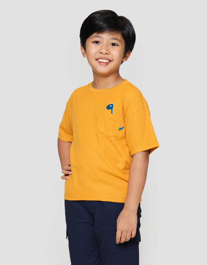 Little M Oversized Waffle Pocket Embro Dino Kaos Anak Laki-laki