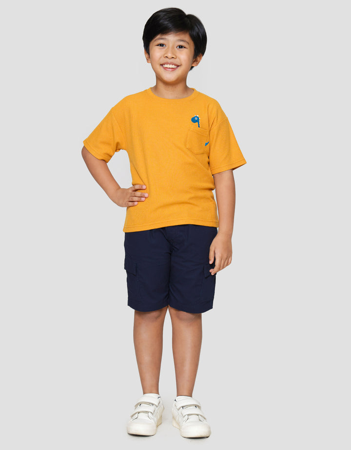 Little M Oversized Waffle Pocket Embro Dino Kaos Anak Laki-laki