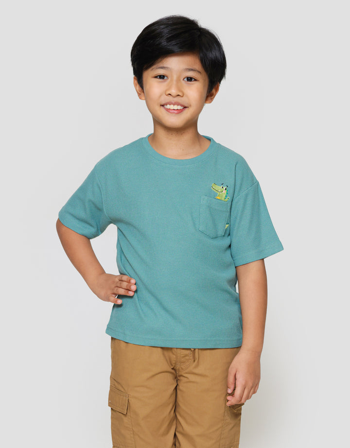 Little M Oversized Waffle Pocket Embro Croco Kaos Anak Laki-laki