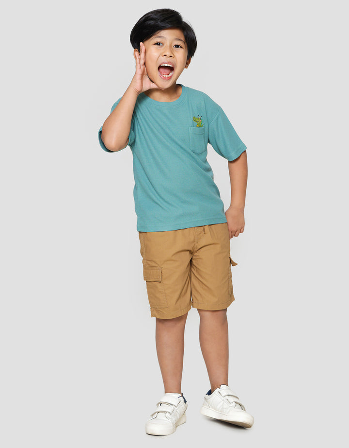 Little M Oversized Waffle Pocket Embro Croco Kaos Anak Laki-laki