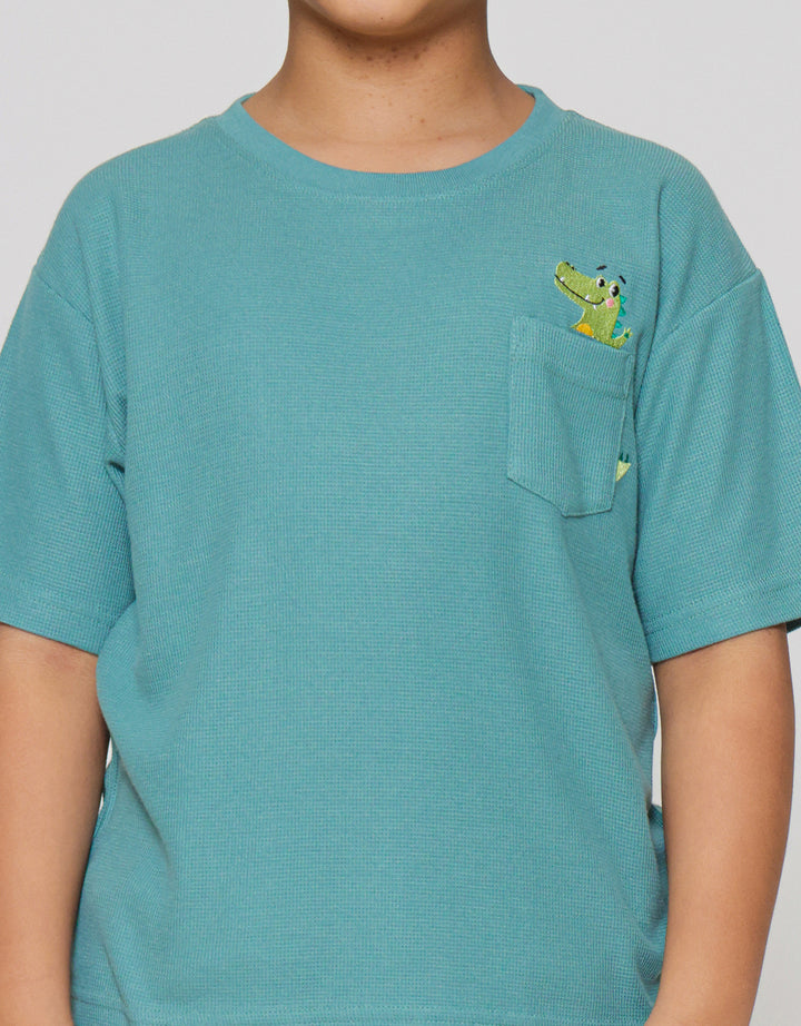 Little M Oversized Waffle Pocket Embro Croco Kaos Anak Laki-laki