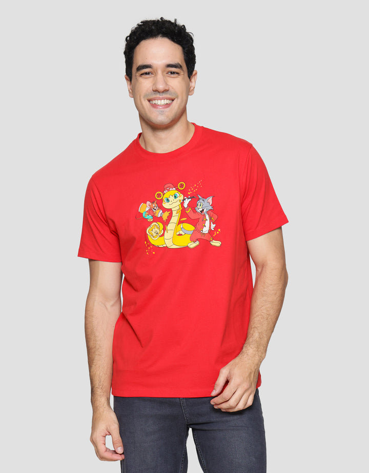 T Zone Wb Tom And Jerry Cny Snake Print Kaos Lengan Pendek Pria