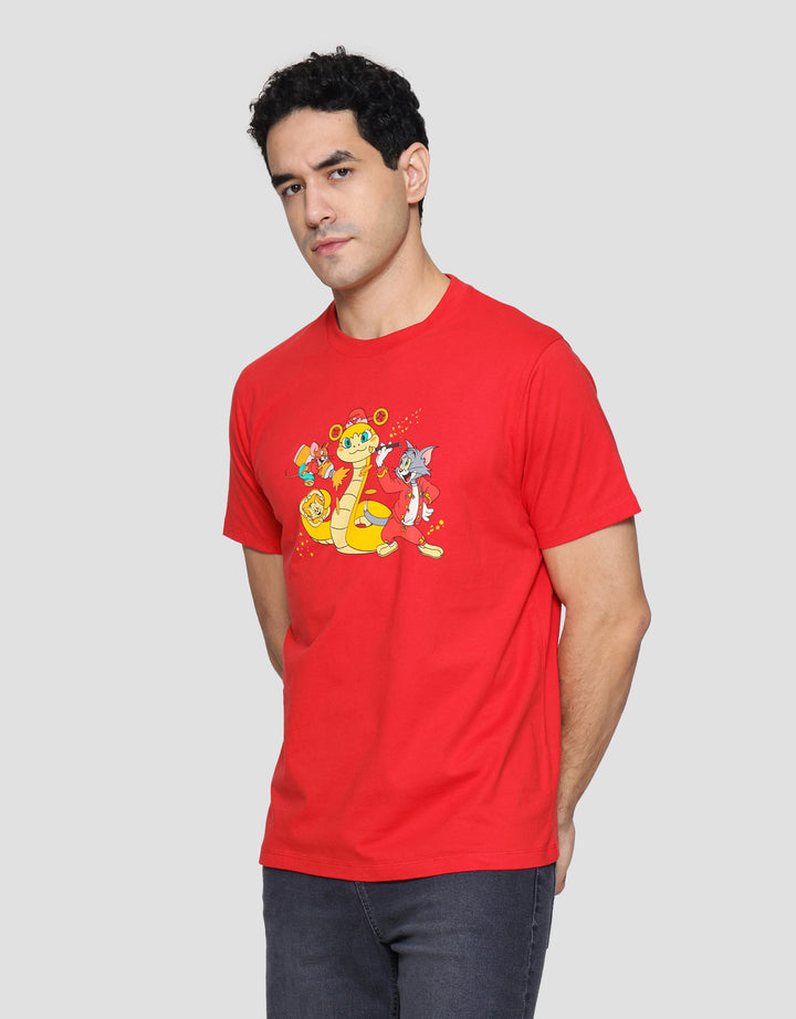 T Zone Wb Tom And Jerry Cny Snake Print Kaos Lengan Pendek Pria