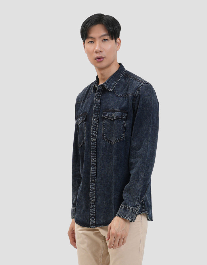 Gab's Washed Accent Kemeja Denim Pria