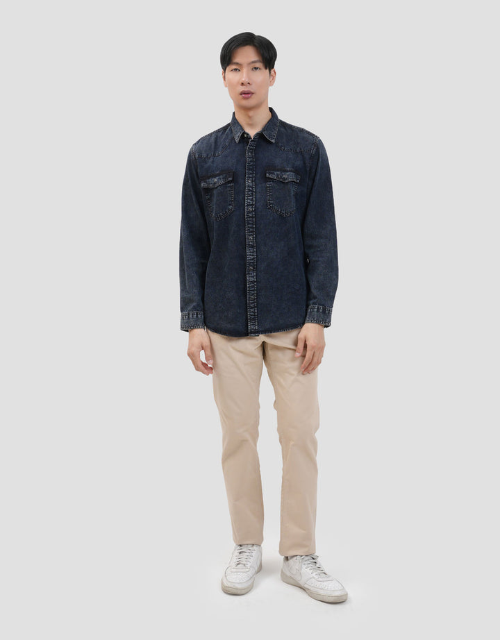 Gab's Washed Accent Kemeja Denim Pria