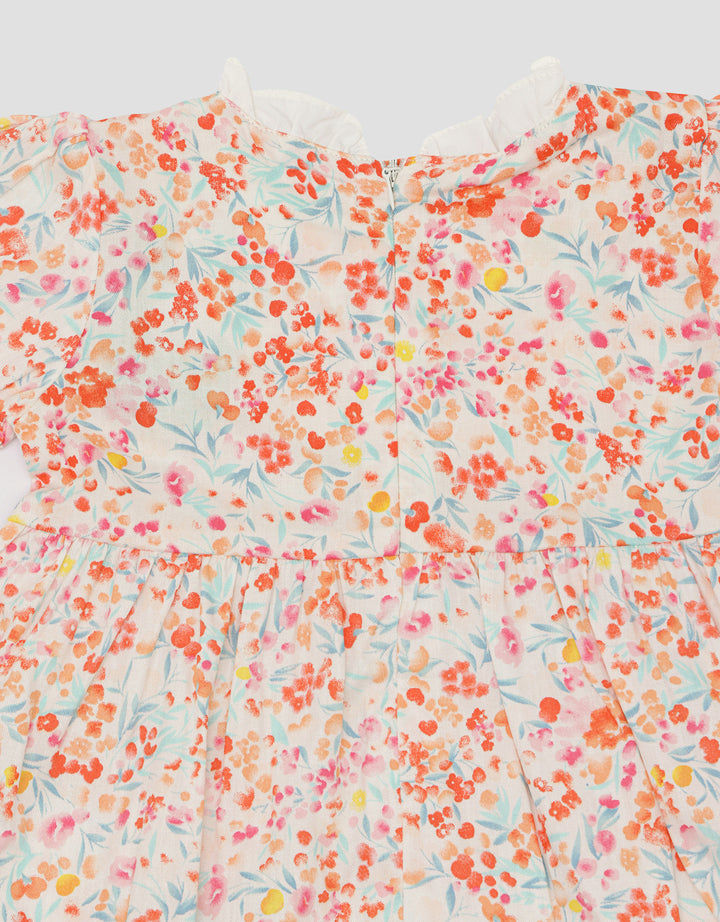 Little M Floral Print Dada Midi Dress Bayi Perempuan