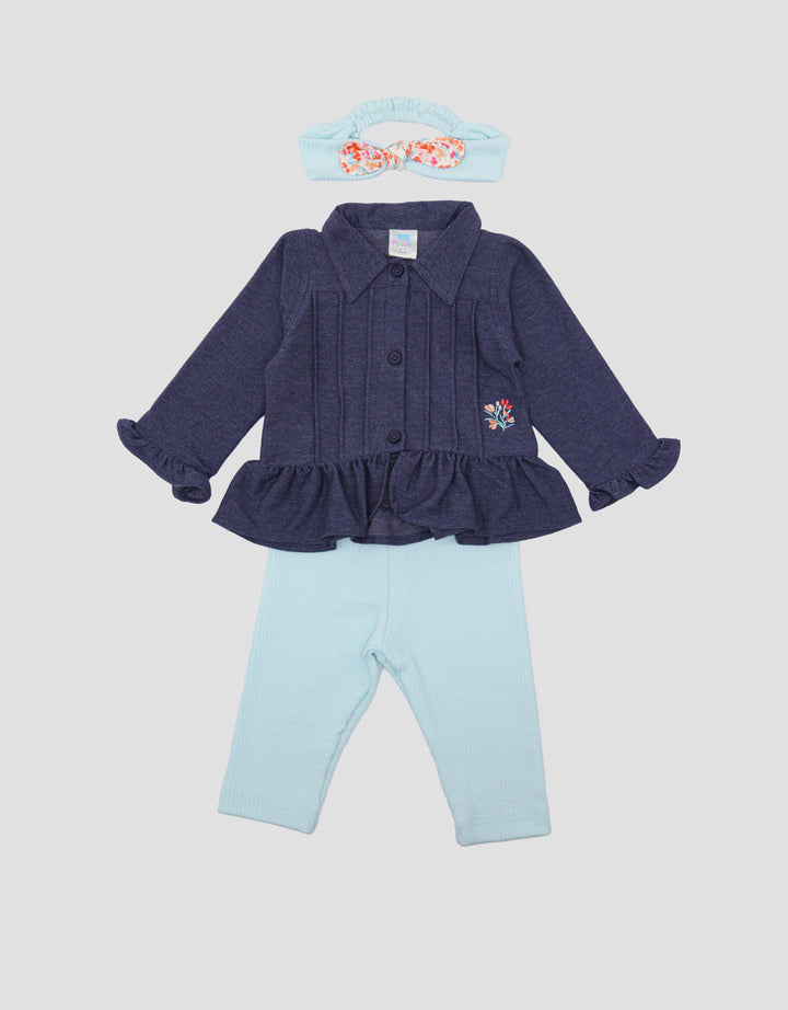 Pipiniko Of Three Denim W Royal Pakaian Setelan Anak Perempuan