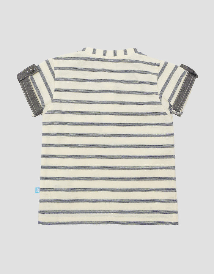 Pipiniko Stripe Lion Kantong Kaos Lengan Pendek Anak Laki-laki