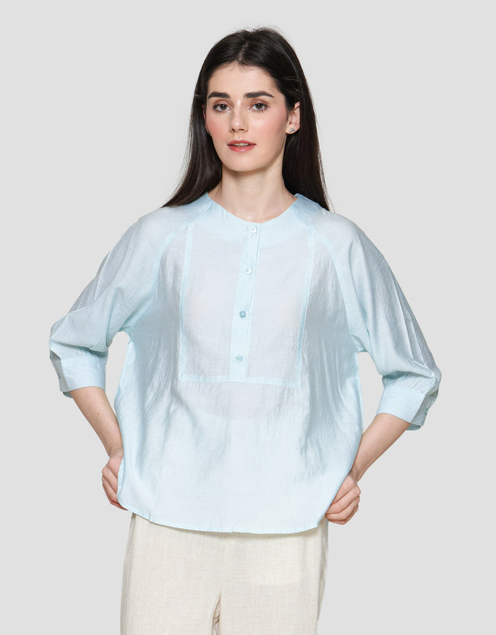 St. Yves Soft Cotton Front Button Blouse Wanita