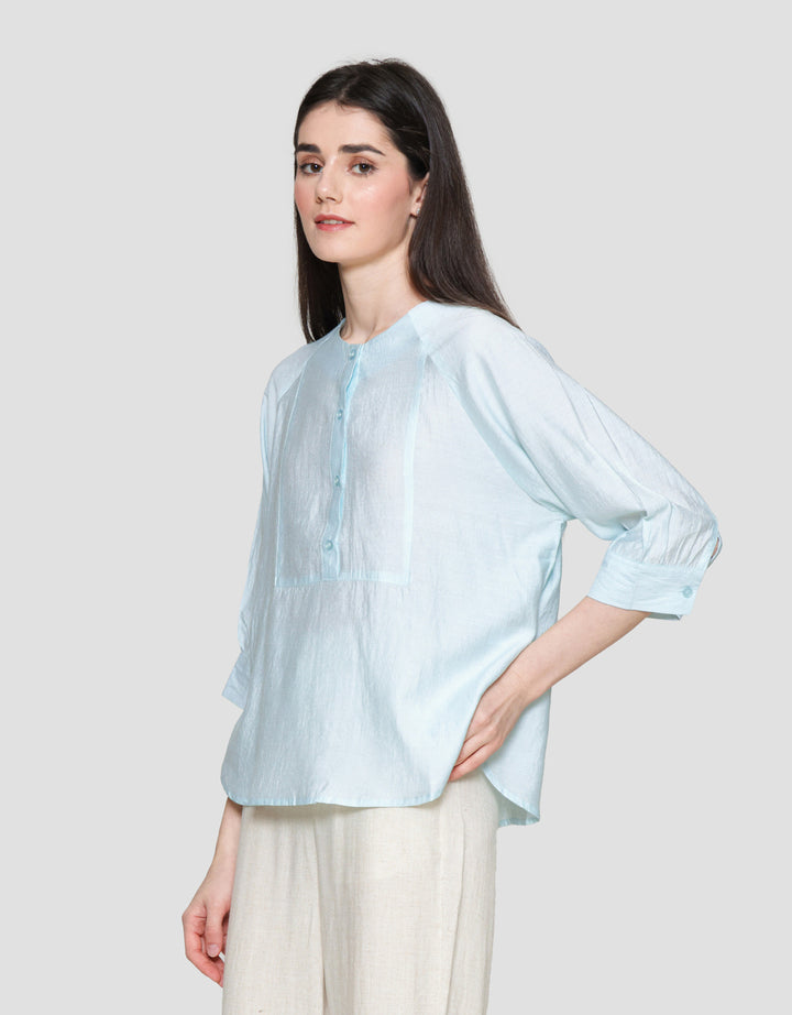 St. Yves Soft Cotton Front Button Blouse Wanita