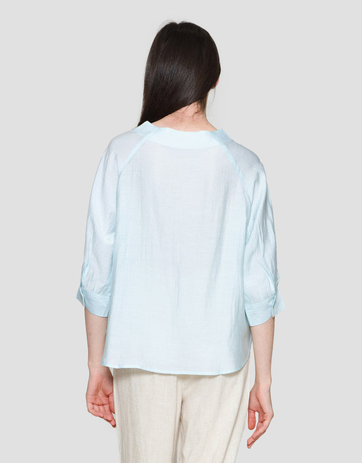 St. Yves Soft Cotton Front Button Blouse Wanita