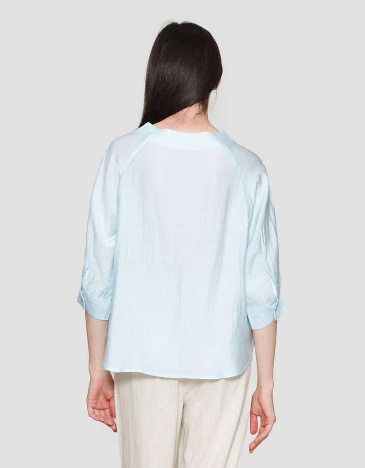 St. Yves Soft Cotton Front Button Blouse Wanita