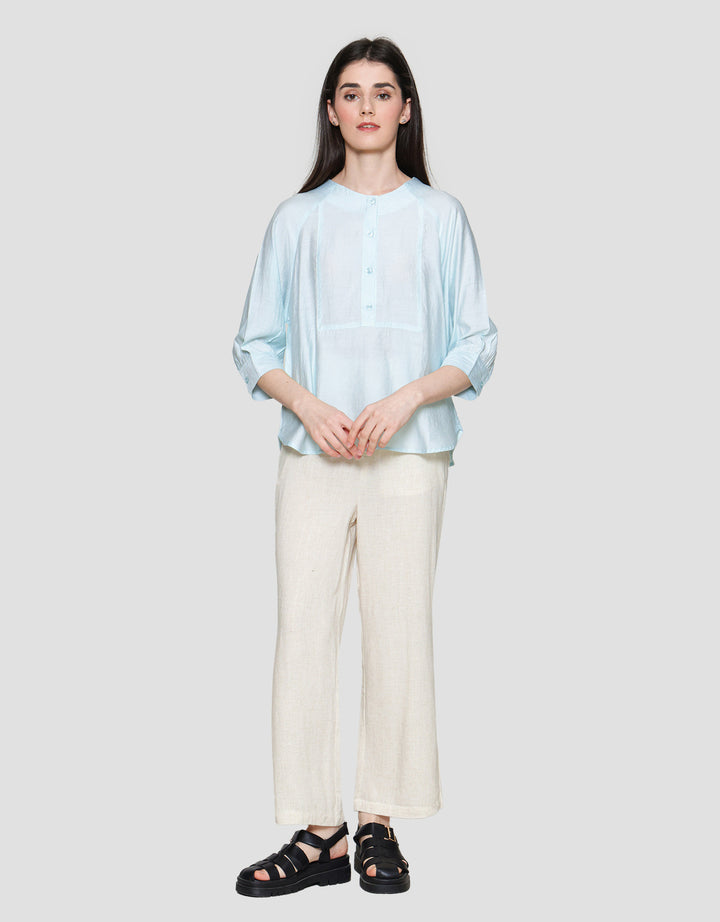 St. Yves Soft Cotton Front Button Blouse Wanita