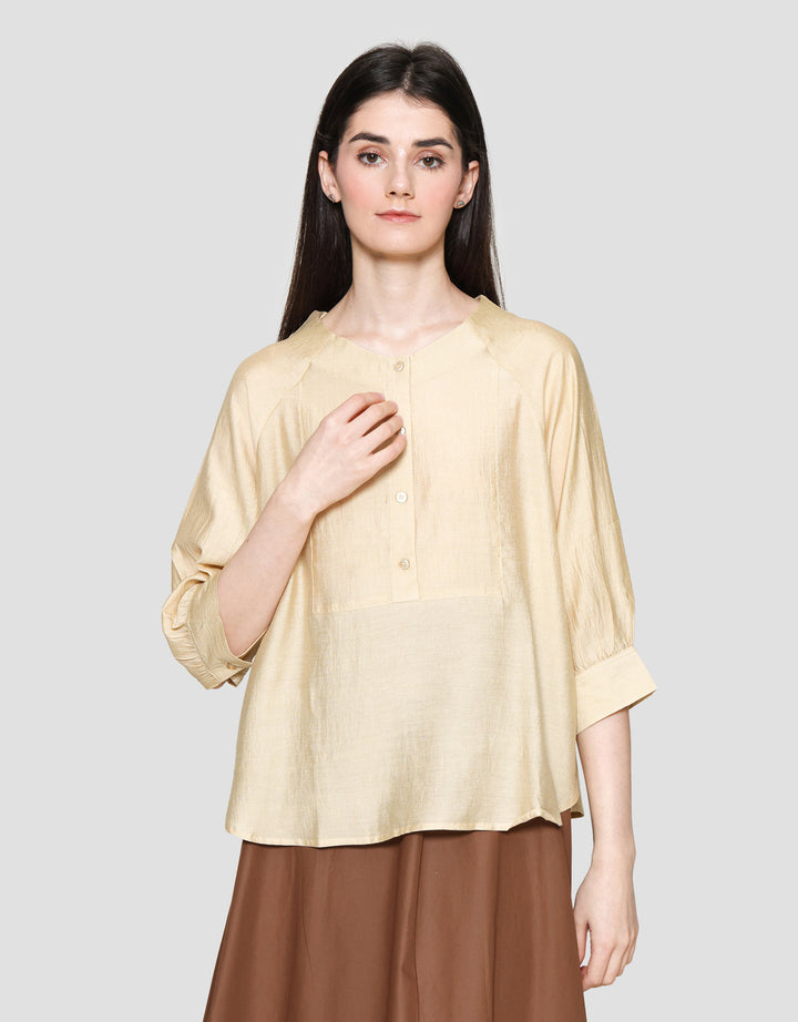 St. Yves Soft Cotton Front Button Blouse Wanita