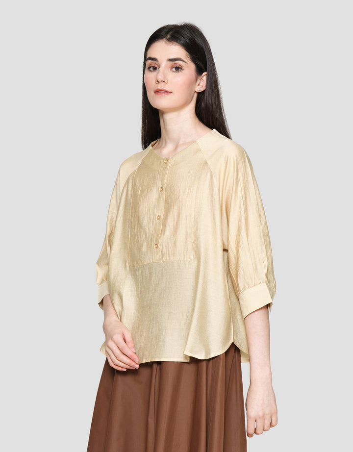 St. Yves Soft Cotton Front Button Blouse Wanita