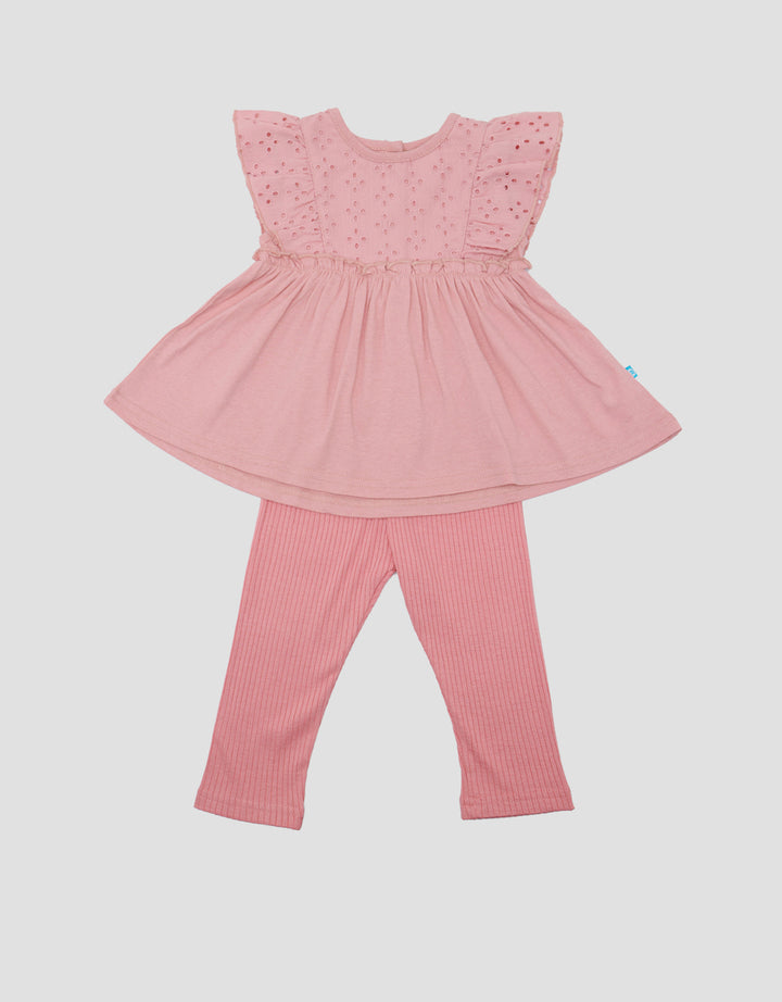 Pipiniko Ribbed Shirt And Leggings Girls Outfit Set