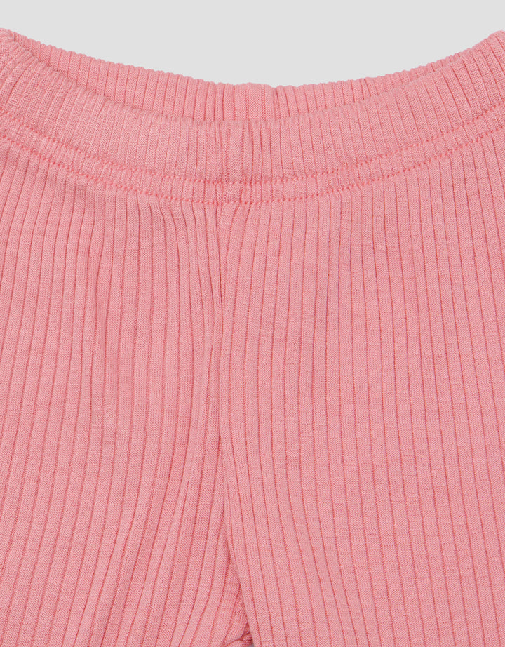 Pipiniko Baju Dan Legging Ribbed Pakaian Setelan Anak Perempuan