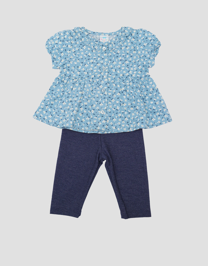 Pipiniko Floral Set Denim Anak Perempuan