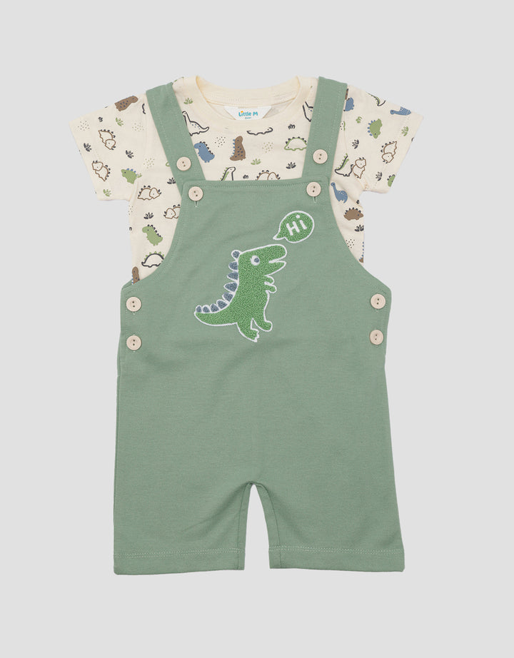 Pipiniko Dino Bordir Handuk Overall Anak Laki-laki