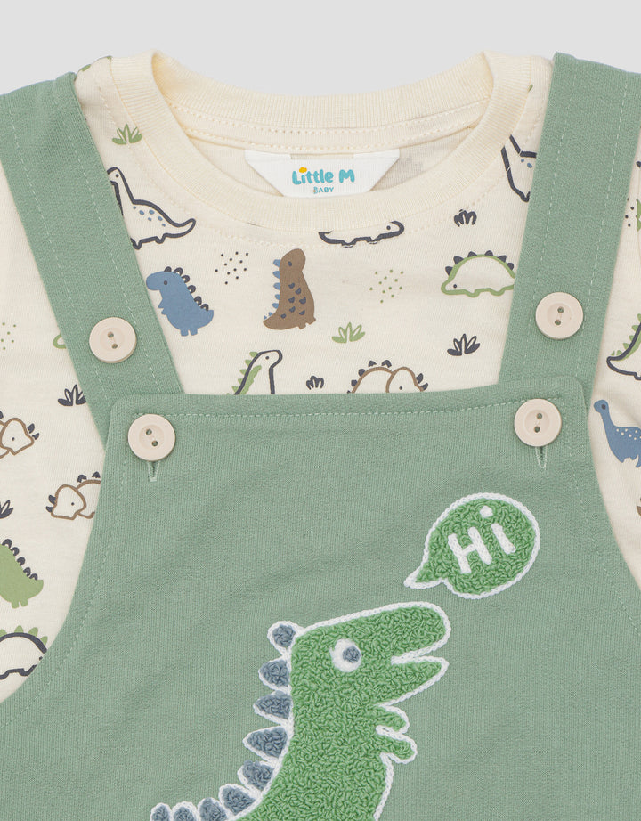 Pipiniko Dino Bordir Handuk Overall Anak Laki-laki