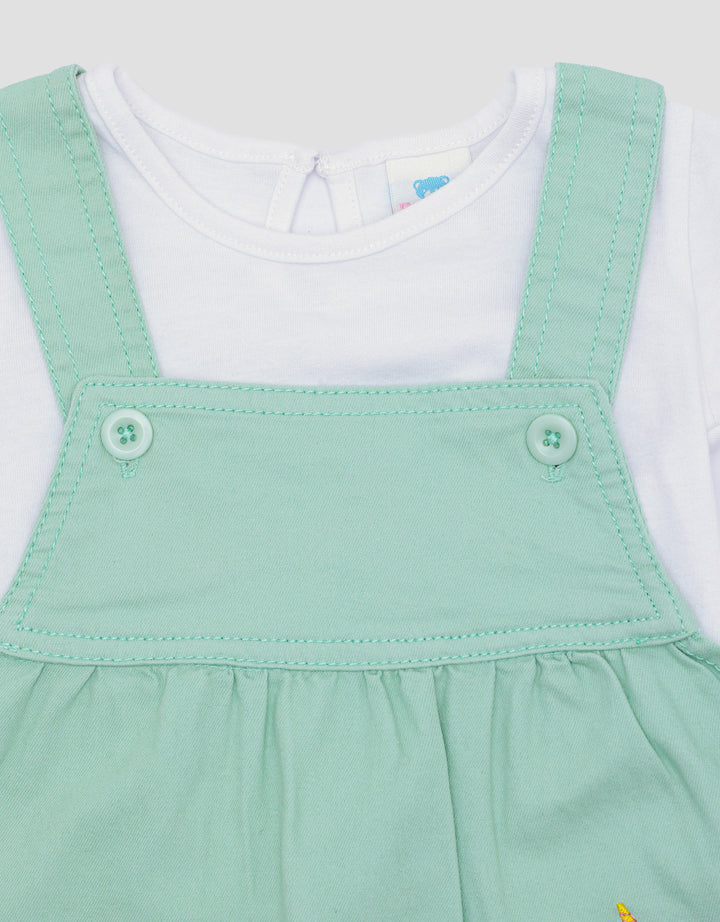 Pipiniko Twill Kantong Unicorn Midi Dress Overall Anak Perempuan