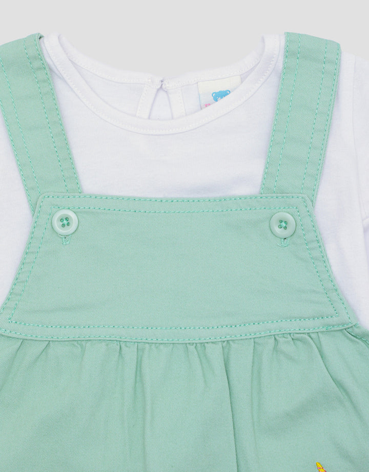Pipiniko Twill Unicorn Pocket Midi Dress Overall Girls