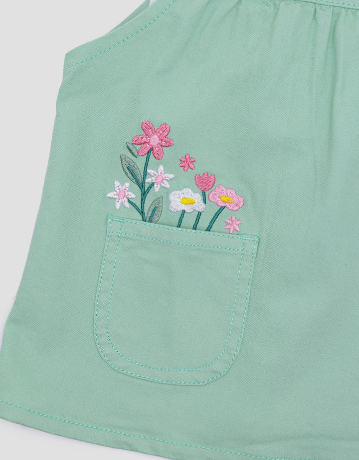 Pipiniko Twill Kantong Unicorn Midi Dress Overall Anak Perempuan