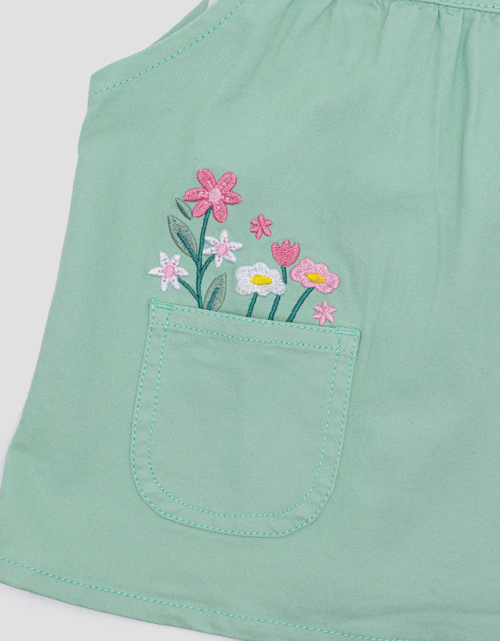 Pipiniko Twill Unicorn Pocket Midi Dress Overall Girls