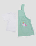 Pipiniko Twill Kantong Unicorn Midi Dress Overall Anak Perempuan