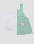 Pipiniko Twill Unicorn Pocket Midi Dress Overall Girls