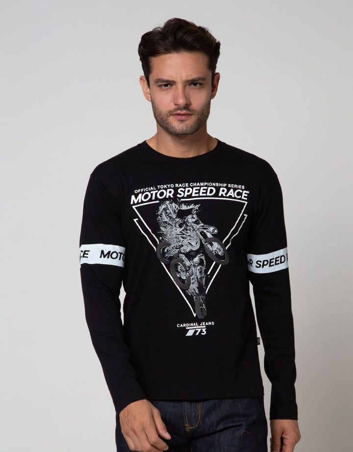 Cardinal Jeans Long Sleeve T-Shirt Motor Speed ​​Race Print