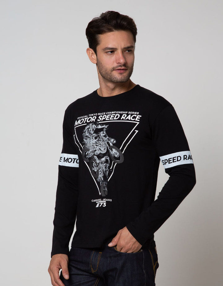 Cardinal Jeans Long Sleeve T-Shirt Motor Speed ​​Race Print