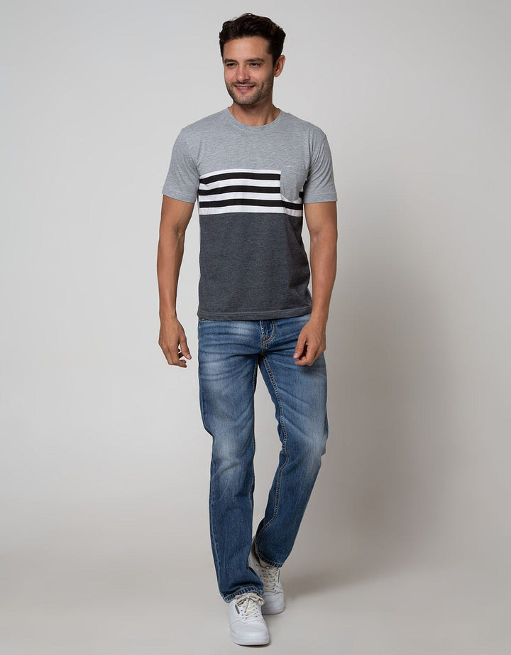 Cardinal Jeans Triple Stripe Short Sleeve T-Shirt