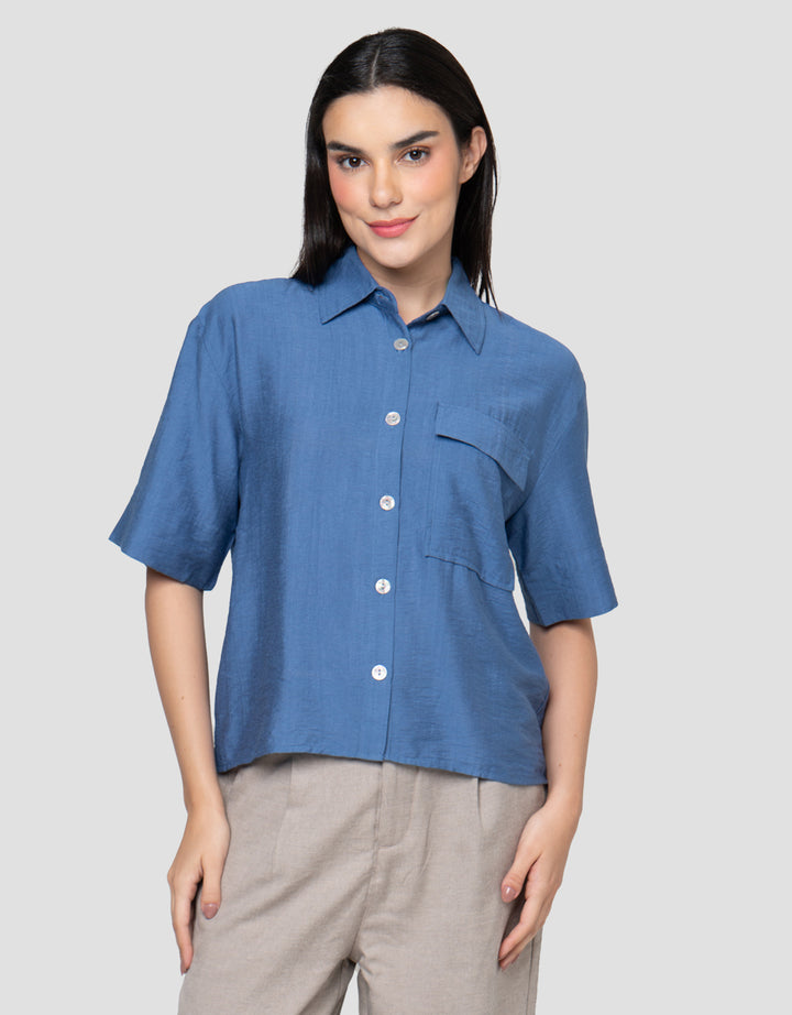 Cardinal Femme Pocket Lengan Pendek Kemeja Wanita