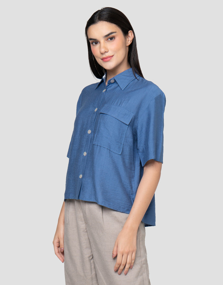 Cardinal Femme Pocket Lengan Pendek Kemeja Wanita