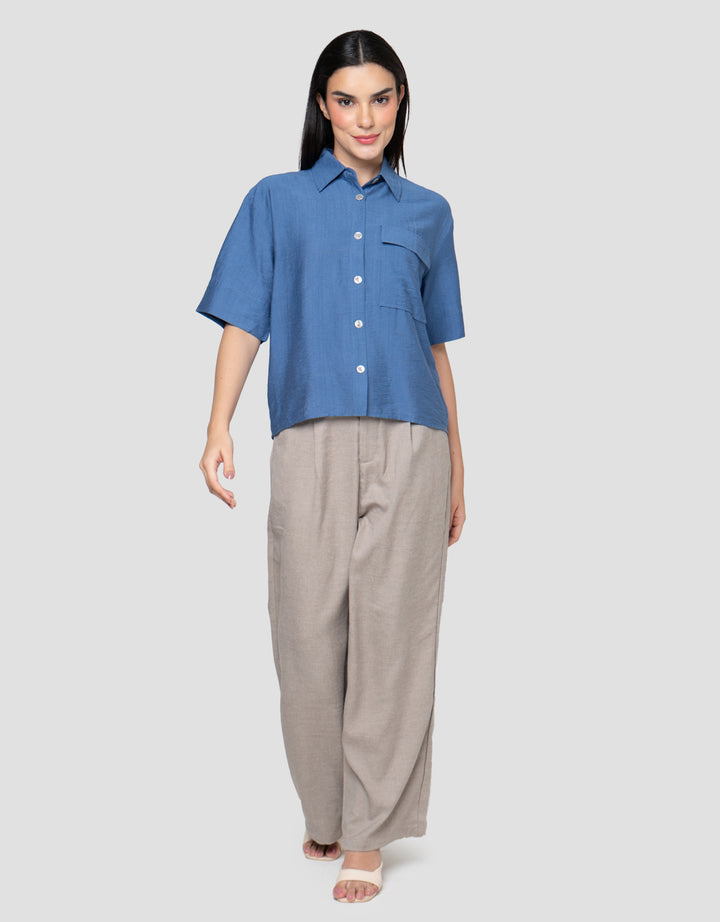 Cardinal Femme Pocket Lengan Pendek Kemeja Wanita