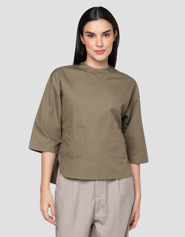 Cardinal Femme Round Neck Blouse Wanita