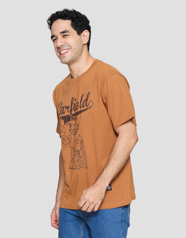 Nevada Garfield Varsity Print Kaos Lengan Pendek Pria