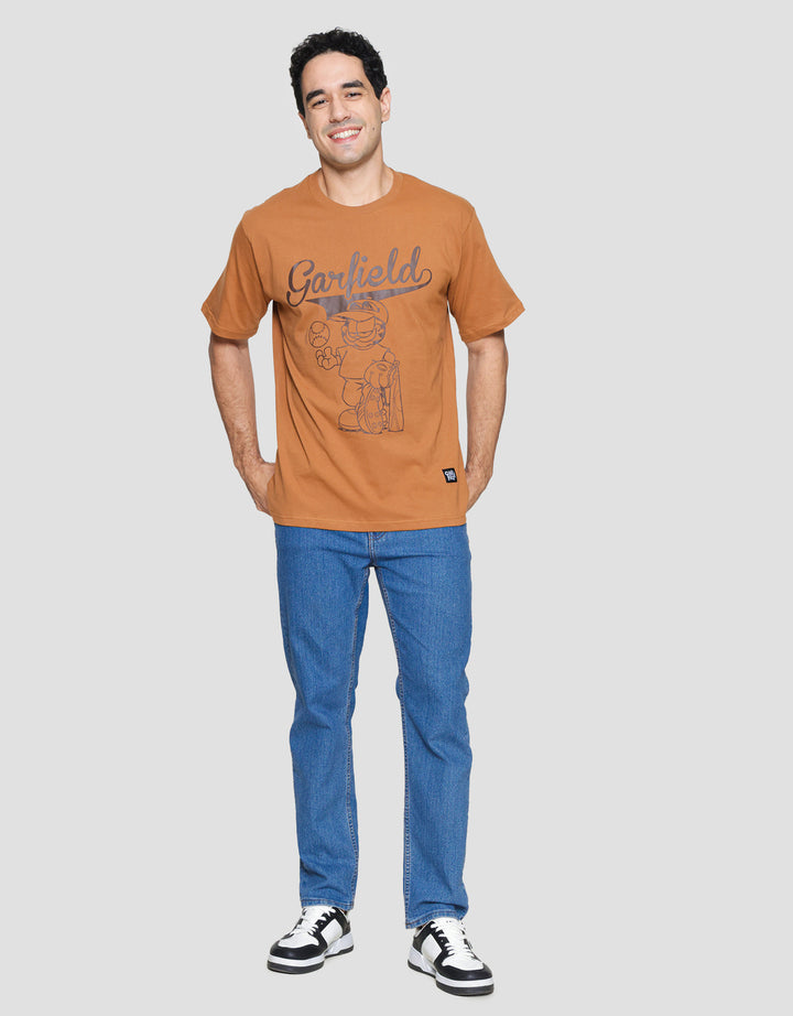 Nevada Garfield Varsity Print Kaos Lengan Pendek Pria