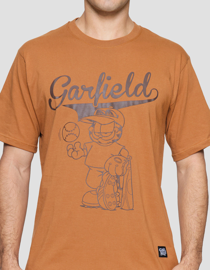Nevada Garfield Varsity Print Kaos Lengan Pendek Pria