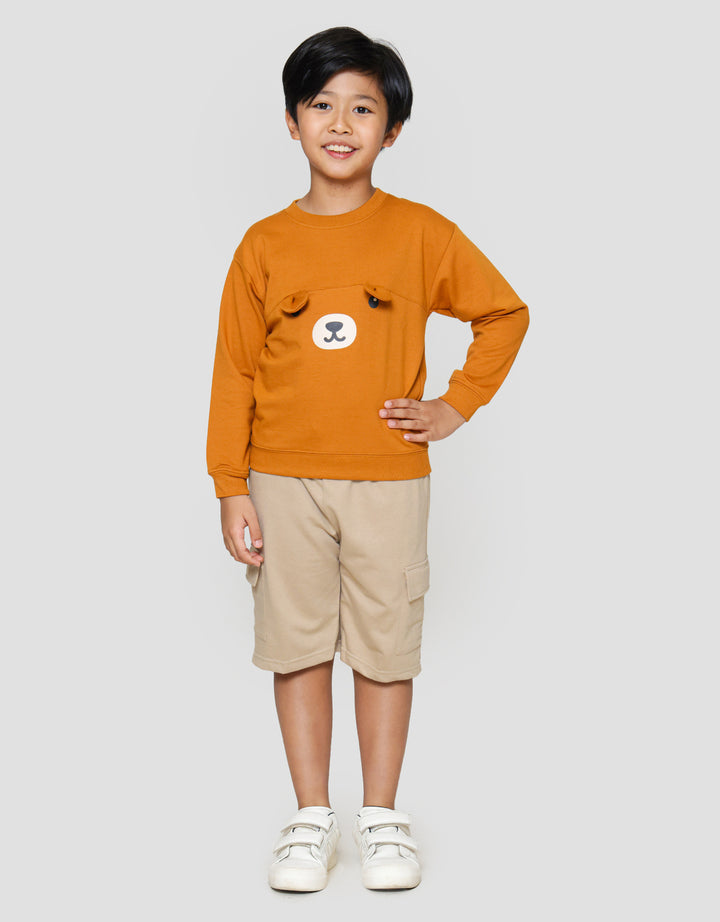 Little M Oversized Aplikasi Kuping Bear Sweater Anak Laki-laki