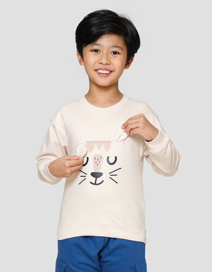 Little M Oversized Aplikasi Kuping Tiger Sweater Anak Laki-laki