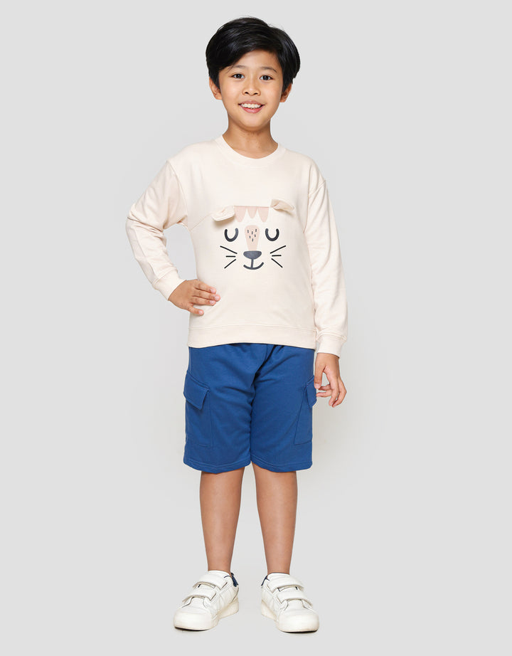 Little M Oversized Aplikasi Kuping Tiger Sweater Anak Laki-laki