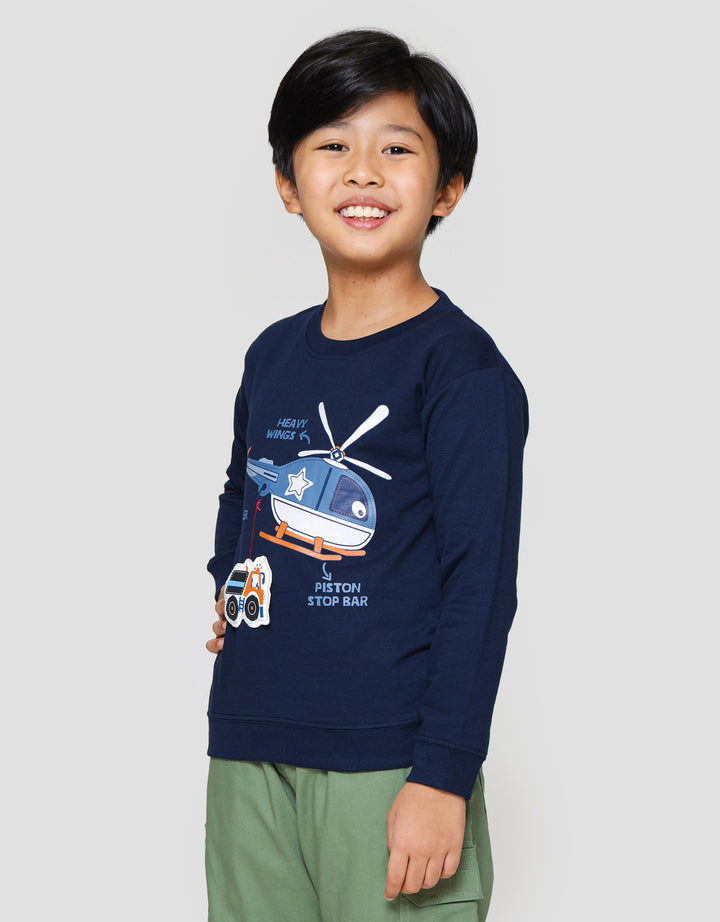 Little M Aplikasi Helicopter Sweater Anak Laki-laki